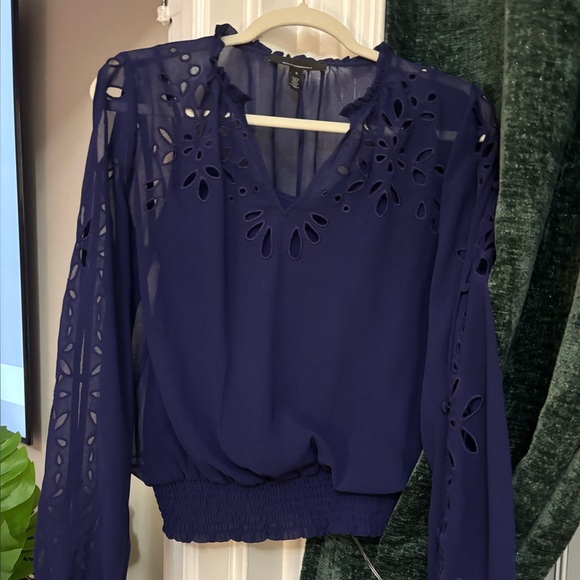 White House Black Market Tops - White House Black Market Navy Blue Blouse with Camisole